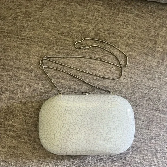 Jeffrey Levinson Elina Cracked Porcelain chrome hardware womens clutch bag purse - Picture 4 of 12